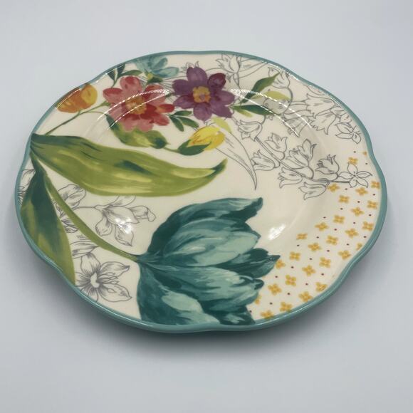 Pioneer Woman Blooming Bouquet Dinner Plate Scalloped Rim Floral Flower 10.75" - Picture 2 of 3